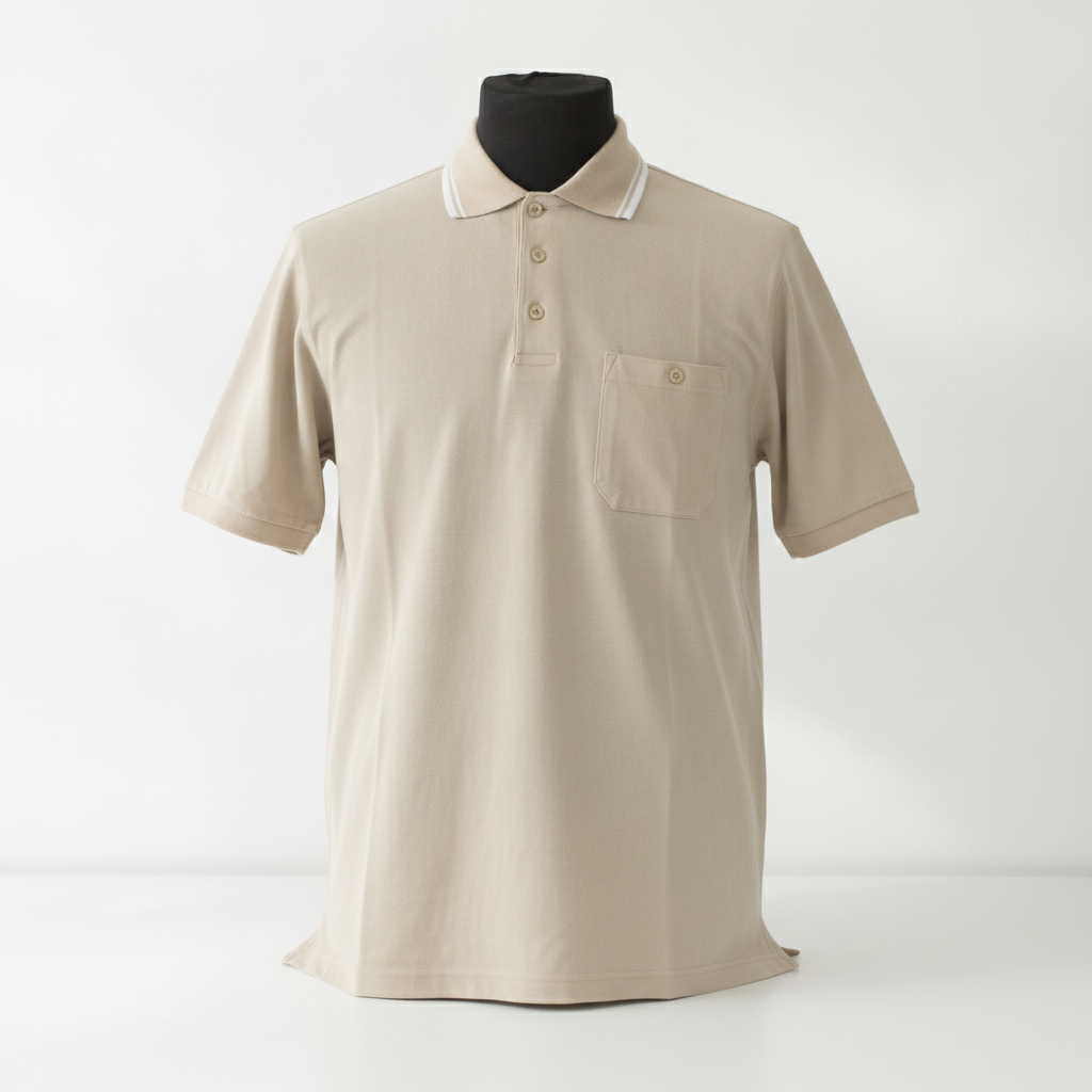 Polo-Shirt ROUGH wear beige | Mit Brusttasche – Bild 2